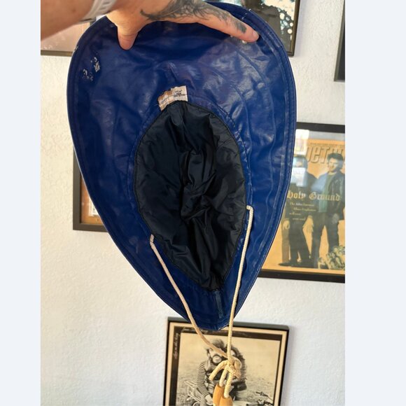 1970s Set Sperry Topsider Navy Blue Raincoat & Hat size M/L Unisex - Picture 5 of 10